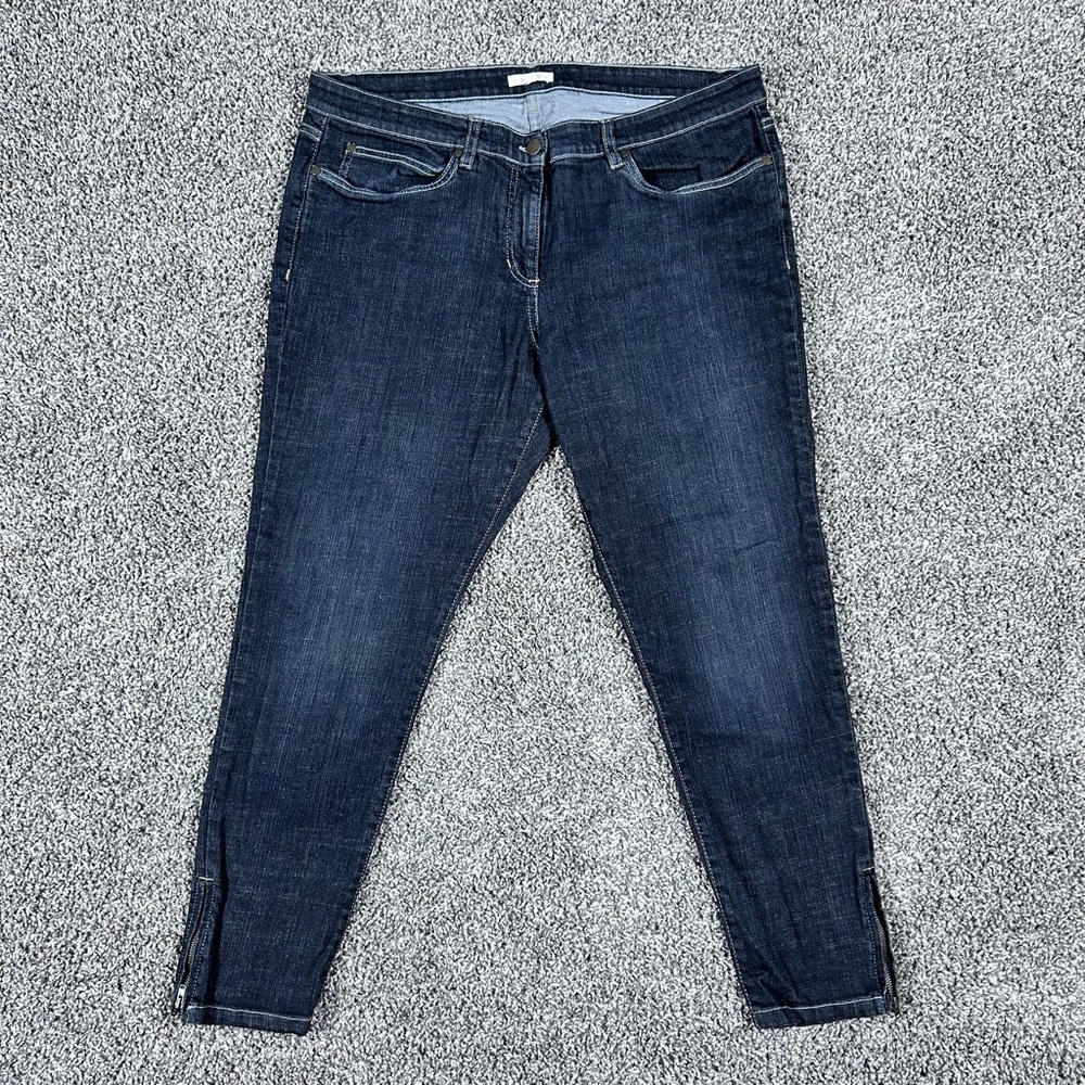 Eileen Fisher Women's Size 16 Black Zip Ankle Organic Cotton Jeans Pants
